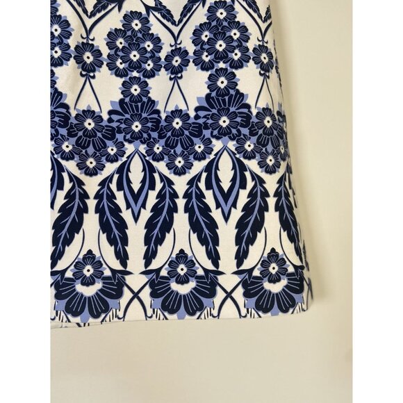 J Crew Skirt Size 6 Blue Floral Pencil Cotton Zip Up Office Preppy Party Casual - Picture 4 of 9